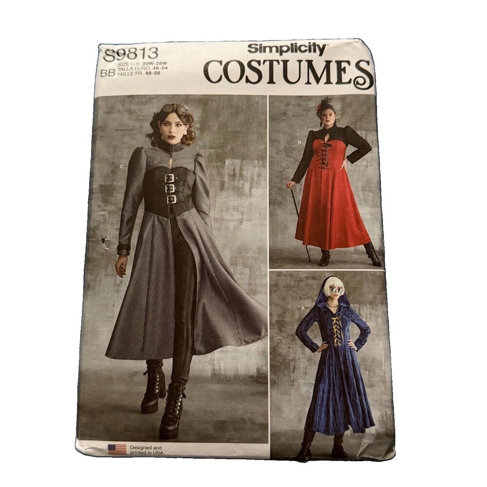 Simplicity S9813 Costume Sewing Pattern Misses Gothic Steampunk Size 20W-28W BB